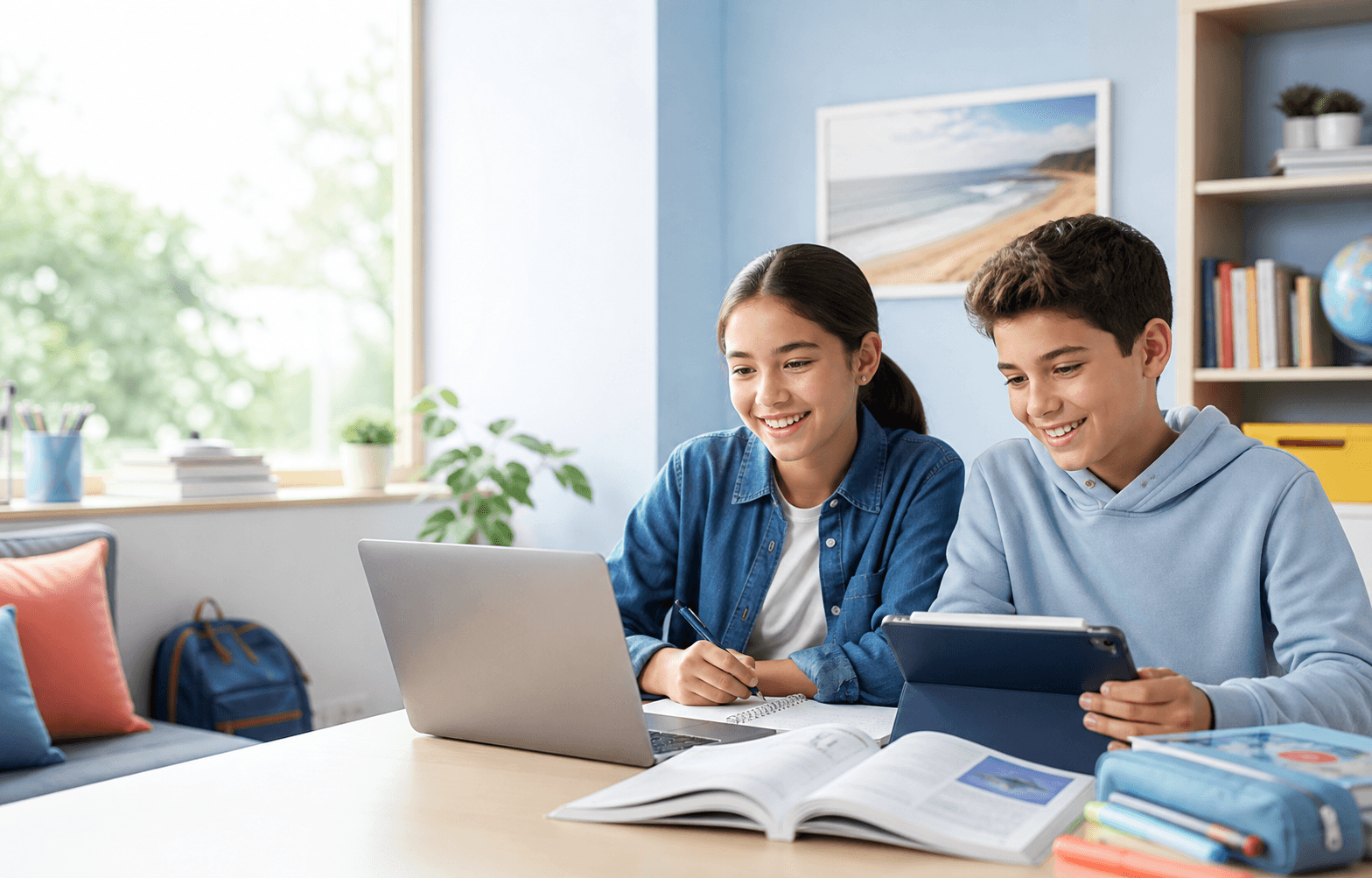Students learning together using the Aussie Edu Hub portal